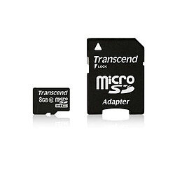 Carte mémoire Micro SDHC Transcend - 8 Go - classe 10 - TRANS-TS8GUSDHC10 + Adaptateur