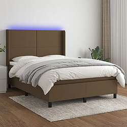 vidaXL Sommier à lattes de lit matelas et LED Marron foncé 140x200 cm 