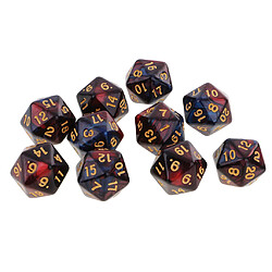 10 Pcs 20 Faces Dés D20 Polyédrique Dés Pour Donjons Et Dragons Jeux De Table Rouge + Noir pas cher