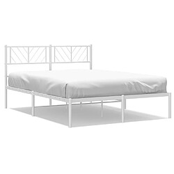 Maison Chic Lit adulte - Cadre de lit métal avec tête de lit pour chambre blanc 135x190 cm -MN70193