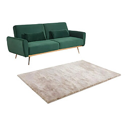 Vente-Unique Ensemble canapé 3 places convertible clic-clac vert sapin LAUNEI et tapis taupe DOLCE