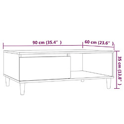 vidaXL Table basse sonoma gris 90x60x35 cm bois d'ingénierie pas cher