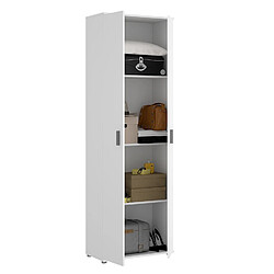 Pegane Armoire de rangement 2 portes coloris blanc - Longueur 61 x Profondeur 35 x Hauteur 190 cm