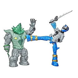 Hasbro Power Rangers - Pack Figurines Battle Attacker Ranger bleu VS Shockhorn - 15 cm