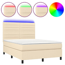 Sommier à lattes,Cadre à lattes de lit et matelas et LED pour Adulte Crème 140x200cm Tissu -MN70691