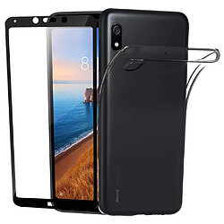 Xeptio Xiaomi Redmi 7A verre trempé protection écran vitre Full cover noir ET coque transparente