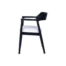 Avis Vente-Unique Lot de 6 chaises avec accoudoirs en teck et tissu bouclette - Noir et Blanc - SOUADY