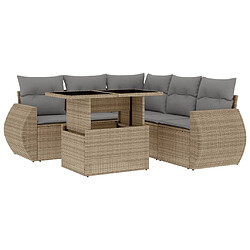 vidaXL Salon de jardin avec coussins 6 pcs beige résine tressée