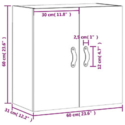 vidaXL Armoire murale gris béton 60x31x60 cm bois d'ingénierie pas cher