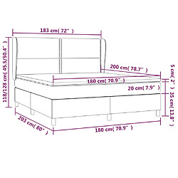 vidaXL Sommier à lattes de lit avec matelas Gris foncé 180x200cm Tissu pas cher