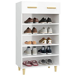 Avis vidaXL Armoire à chaussure Blanc brillant 60x35x105 cm Bois ingénierie