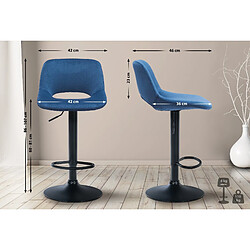 Non Lot de 2 tabourets de bar Camden velours noir 