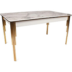 Hanah Home Table repas extensible imitation marbre blanc Damla. Table repas extensible imitation marbre blanc Damla