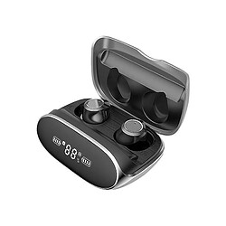 Chrono Casque Bluetooth dans l'oreille, casque Chronus Bluetooth 5.0 avec boîtier de chargement LCD 2500mAh Écouteurs sans fil Écouteurs antibruit 72H heures de jeu Mini casques de sport étanches(noir) 