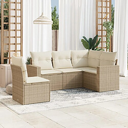 vidaXL Salon de jardin avec coussins 5 pcs beige résine tressée 