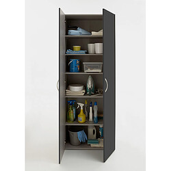 Pegane Armoire, meuble de rangement avec 5 tablettes coloris graphite - longueur 70 x hauteur 185 x profondeur 40 cm 