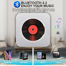 Acheter Chrono Lecteur CD portable avec haut-parleur haute fidélité Bluetooth mural, haut-parleur audio domestique avec télécommande, radio FM USB-MP3 prise casque 3,5 mm, entrée/sortie AUX avec interrupteur à tirette(Blanc)