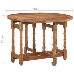 vidaXL Table à manger Rond 110x76 cm Bois de manguier massif pas cher