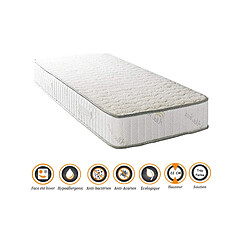 Nuits D'Or Matelas Orthopédique + Alèse 90x200 x 22 cm - Très Ferme - Face Hiver Laine - Ame Poli Lattex Haute Densité - Hypoallergénique 