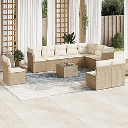 Maison Chic Salon de jardin 11 pcs avec coussins | Ensemble de Table et chaises | Mobilier d'Extérieur beige résine tressée -GKD24601