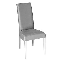 Mes Lot de 2 chaises repas 47x64x102 cm en tissu gris et pieds blancs