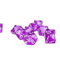 Avis 10 Pièces Violettes Dix Faces De Dés D10 Avec 1 Tasse De Dés Pour D & D Trpg Jeux De Société