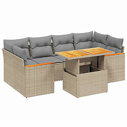 vidaXL Salon de jardin avec coussins 7 pcs beige résine tressée