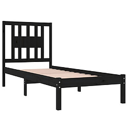 Avis vidaXL Cadre de lit Noir Bois massif 75x190 cm Petit simple