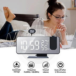 Universal Réveil à miroir LED Température Thermomètre Service d'assistance Heure et date Affichage Projecteur Calendrier Chargeur USB Tableau Horloge numérique LED | Radio(Le noir)