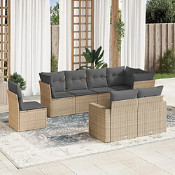 vidaXL Salon de jardin avec coussins 8 pcs beige résine tressée 