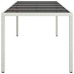 Avis vidaXL Table de jardin blanc 250x100x75 cm résine tressée verre trempé