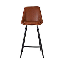 Mes Lot de 2 chaises de bar H67 cm en PU marron - ORMOY