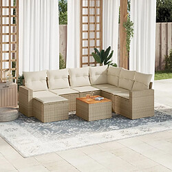 Maison Chic Salon de jardin avec coussins 8 pcs | Ensemble de Table et chaises | Mobilier d'Extérieur beige résine tressée -GKD41272