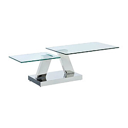 Vente-Unique Table basse avec plateaux pivotants - Verre trempé et acier inoxydable - Transparent - OYRUS de Maison Céphy pas cher