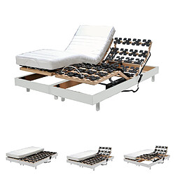 Le Quai Des Affaires Ensemble 2 sommiers relaxation électrique FLEXPALACE 80x200 + 2 matelas mémoire de forme / Blanc