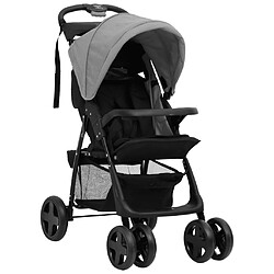 vidaXL Poussette pour bébé 2-en-1 Gris clair et noir Acier