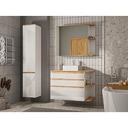 Vente-Unique Armoire murale de salle de bain avec miroirs - Coloris naturel clair et blanc - 94 cm - ANIDA