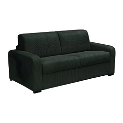 Avis Vente-Unique Canapé 3 places convertible express en velours côtelé vert sapin - Couchage 140 cm - Matelas 14 cm - BEVIS