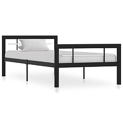 Maison Chic Lit adulte - Lit simple Cadre de lit,Structure du lit Contemporain Noir et blanc Métal 90 x 200 cm -MN26584