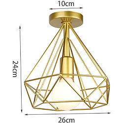 Stoex Plafonnier industrielle Retro 25cm en forme Diamant Or , Suspension Luminaire po pas cher