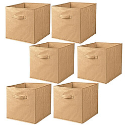 Toilinux Lot de 6 cubes de rangement pliables en tissus avec poignée - 30x30x30cm - Rose pêche Toilinux - Lot de 6 cubes de rangement pliables en tissus avec poignée - 30x30x30cm - Rose pêche - Design