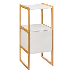 Pegane Meuble bas avec une porte en panneau de particules coloris blanc/naturel - Longueur 33 x Profondeur 33 x Hauteur 80 cm