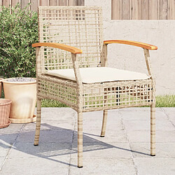 Maison Chic lot de 4Chaises de jardin coussins | chaises Relax d'extérieur beige résine tressée acacia -GKD14599