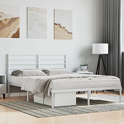 Maison Chic Lit adulte 140x200cm- Cadre de lit métal avec tête de lit pour chambre blanc -MN49538