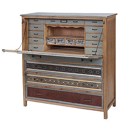 Mendler Scriban HWC-A43, commode, armoire, bois massif de sapin, vintage patchwork 113x99x36cm