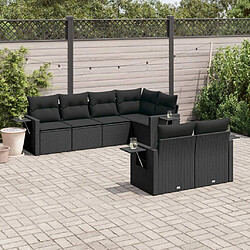 Maison Chic Ensemble Tables et chaises d'extérieur 7pcs avec coussins,Salon de jardin noir résine tressée -GKD462022