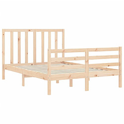 Maison Chic Cadre/structure de lit avec tête de lit pour adulte - Lit Moderne Chambre 140x190 cm bois massif -MN12922 pas cher