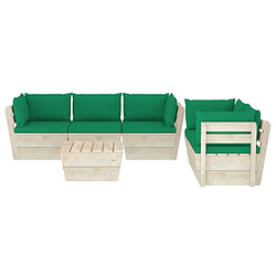 Avis Maison Chic Salon de jardin palette 6 pcs avec coussins - Table et chaises d'extérieur - Mobilier/Meubles de jardin Moderne épicéa imprégné -MN94969