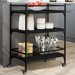 Maison Chic Desserte de cuisine | Chariot de cuisine | Meuble de rangement roulant noir 65x40x86,5 cm bois d'ingénierie -GKD33036