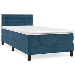 Maison Chic Lit adulte- Lit + matelas,Sommier à lattes de lit avec matelas Bleu foncé 100x200 cm -GKD25221